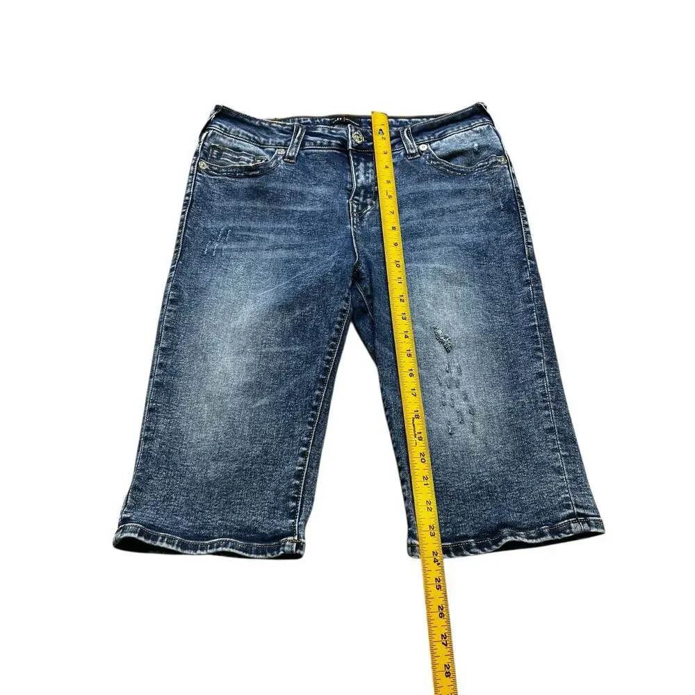 True Religion Riley Knee Length Denim Jean Shorts unisex Size 31 Y2K Boho casual